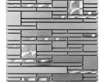 Brushed Nickel Stainless Steel Mosaic Tile: Modern Kitchen Backsplash