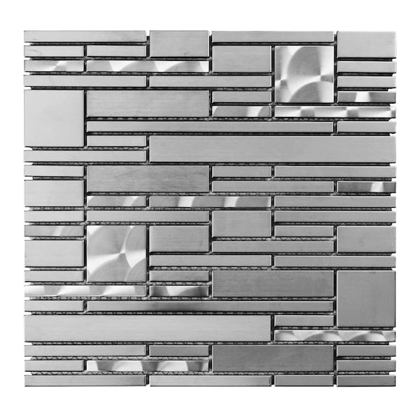 Modket Brushed Nickel Jeweling Pattern Stainless Steel Blends Modern Mosaic Tile Backsplash Kitchen Bathroom Shower Interior Wall TDH21MDR