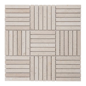 Modket Beige Cream Crema Marfil Marble Stone Basketweave Parquet Modern Mosaic Tile Backsplash Kitchen Bath Bathroom Interior Wall TDH347NS