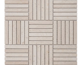 Beige Marble Basketweave Mosaic Tile: Kitchen Bathroom Backsplash