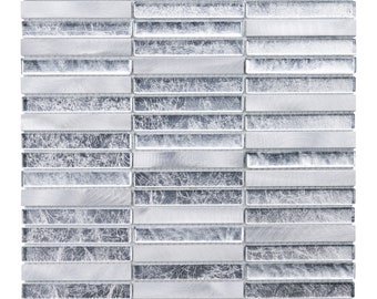 Metallic Silver Mosaic Tile: Aluminum Glass Backsplash
