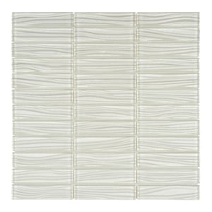 White Wave Metallic Glass Mosaic Tile: Kitchen Backsplash, Bathroom Wall