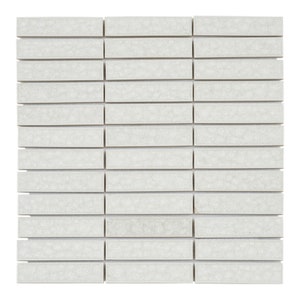 May include: White ceramic tile mosaic with a rectangular shape. The tiles are arranged in a grid pattern.