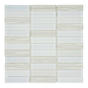 White Crystal Glass Mosaic Tile: Wave Pattern Kitchen Backsplash