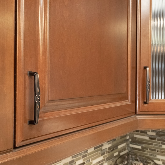Top_Knobs Hollin Backplate Color Honey Bronze 12" Length Lynwood Coll Contemporary Mid Century Modern Kitchen Drawer Cabinet Door Hardware Dresser