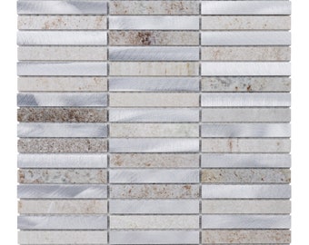 Modern Stacked Mosaic Tile: Aluminum, Quartzite, Marble Backsplash