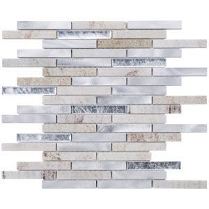 Gray Quartzite Brick Mosaic Tile: Aluminum Metal Backsplash