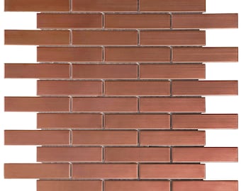 Rose Gold Copper Stainless Steel Mosaic Tile: Brick Joint Backsplash