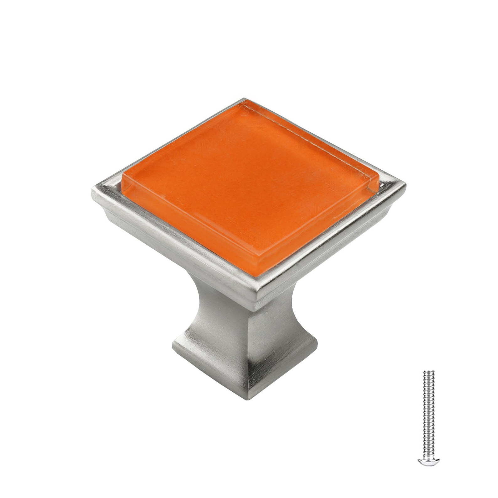 Modket Glass Square Knobs Brushed Nickel Base Knob Etsy