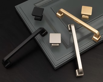 Modern Square Cabinet Pulls: Solid Zinc Alloy Drawer Handles