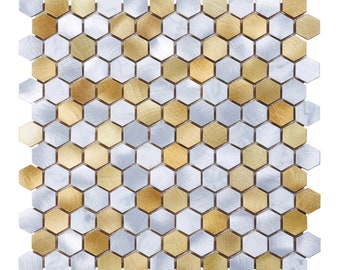 Calacatta Marble & Gold Hexagon Mosaic Tile Backsplash