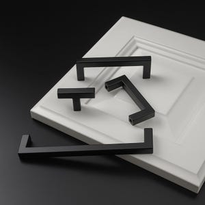 Matte Black Square Cabinet Hardware: Modern Stainless Steel Pulls & Knobs