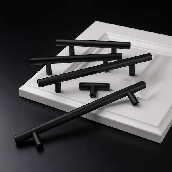 Poignées de meuble en acier inoxydable noir mat : poignées de tiroir modernes