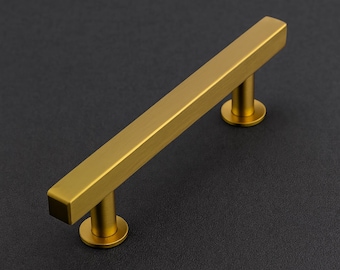 Modern Brushed Satin Brass Cabinet Pulls: Stainless Steel Hardware