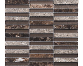 Brown Emperador Marble Glass Mosaic Tile: Kitchen Backsplash, Bathroom Wall