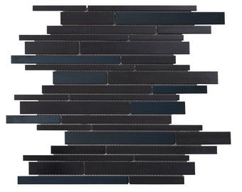 Black Stainless Steel Mosaic Tile: Industrial Interlocking Backsplash