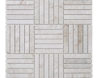 Beige Quartzite Basketweave Mosaic Tile: Kitchen Backsplash, Bathroom Wall