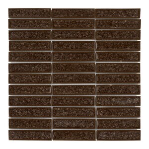 May include: A sheet of brown rectangular mosaic tiles with a textured surface.