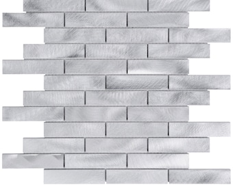 Brushed Aluminum Metallic Mosaic Tile: Modern Kitchen Backsplash