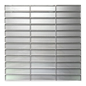 May include: A sheet of small, rectangular, silver-colored glass tiles. The tiles are arranged in a grid pattern.
