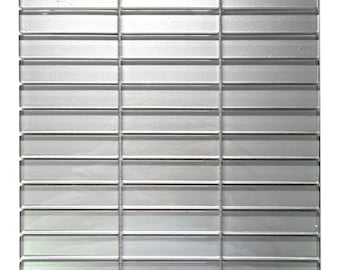 Modern Gray Cold Spray Metallic Crystal Glass Stacked Pattern Modern Kitchen Backsplash Bathroom TDH233MO