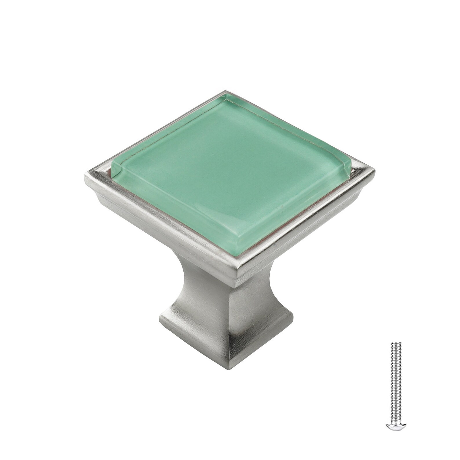 Modket Glass Square Knobs Brushed Nickel Base Knob Etsy
