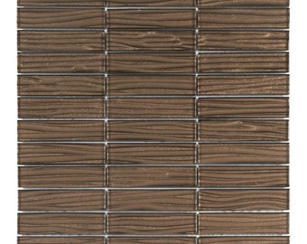 Brown Wave Metallic Glass Mosaic Tile: Kitchen Backsplash