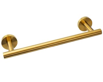 Modern Bathroom Towel Bar Rail Rod Brushed Gold Stainless Steel Wall Hanging Bathroom Storage