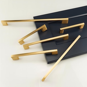 Brushed Champaign Gold Cabinet Handles: Modern Aluminum Drawer Pulls