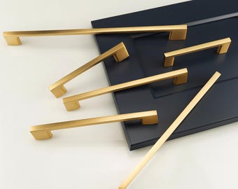 Brushed Champaign Gold Cabinet Handles: Modern Aluminum Drawer Pulls