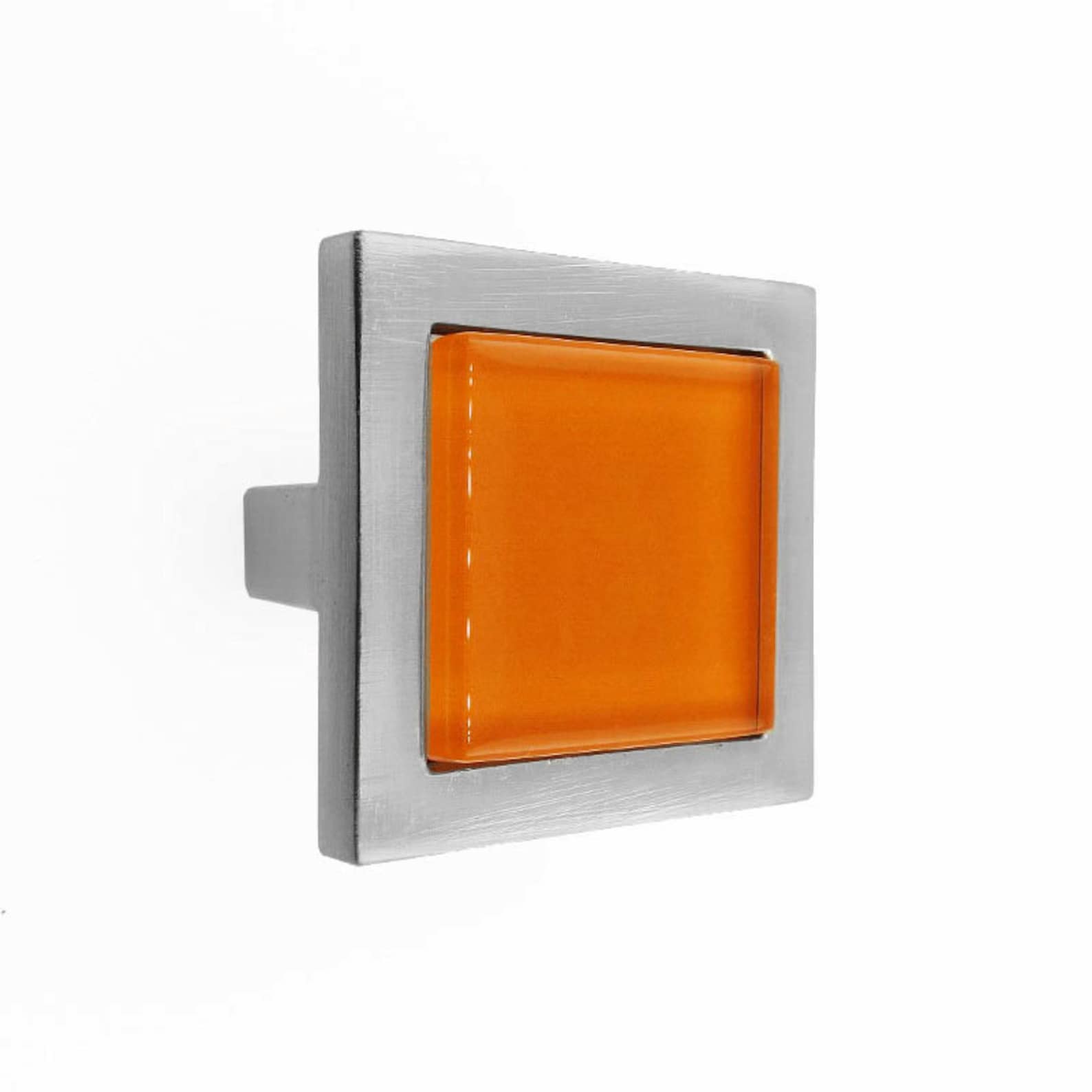Modket Glass Square Knobs Brushed Nickel Base Knob Etsy