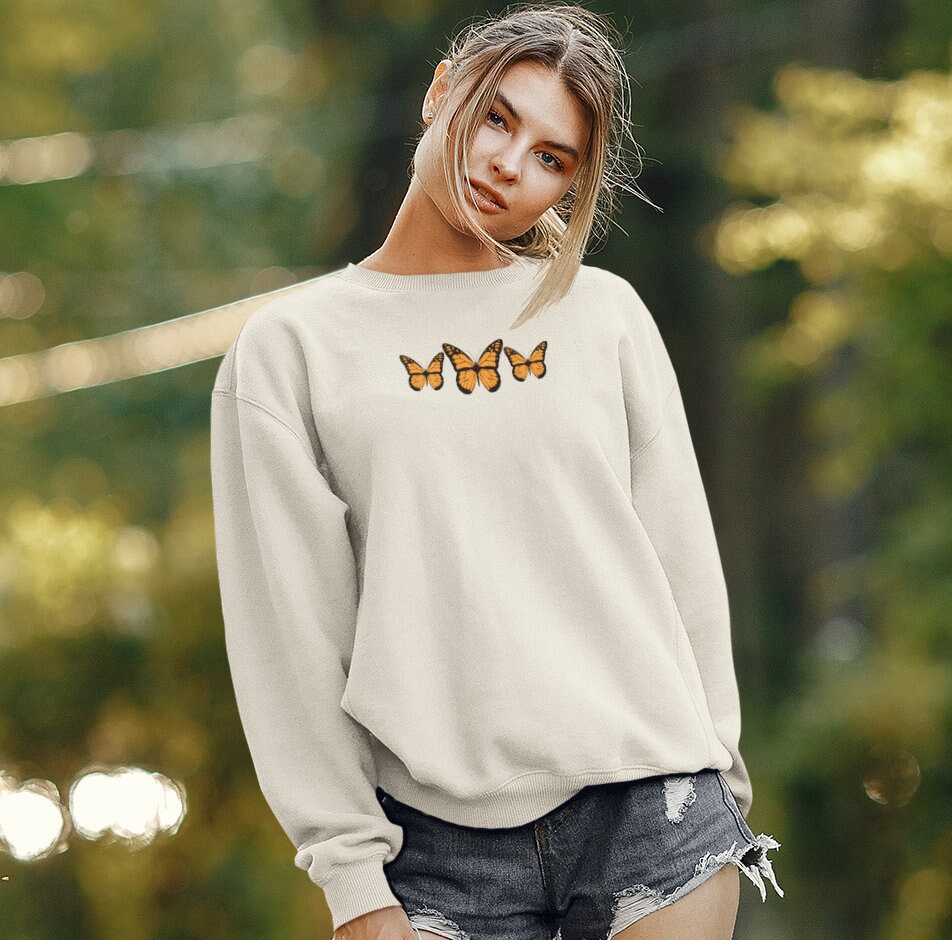 orange butterfly sweatshirt