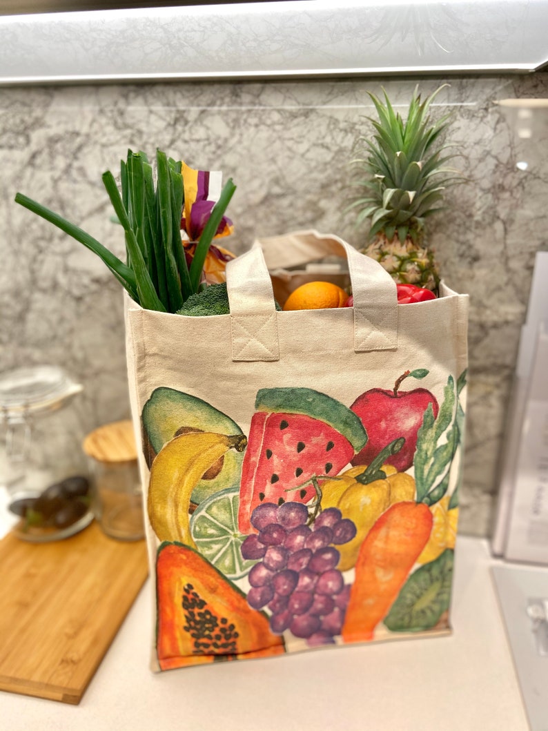 Cotton Canvas Bag Grocery Tote Bag Food Tote Bag Shopping Bag Shop Bag