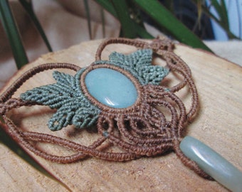 Collier Macrame - Bijoux Lithotherapy - Bijoux Elfique - Collier Artisanal - Aventurine - Psy jewelery Necklace