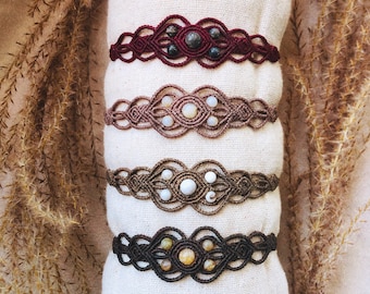 Bracelets Artisanale Tissé en Macrame - Perles naturelles d’Agate - Bijoux de protection - Boho Jewelry