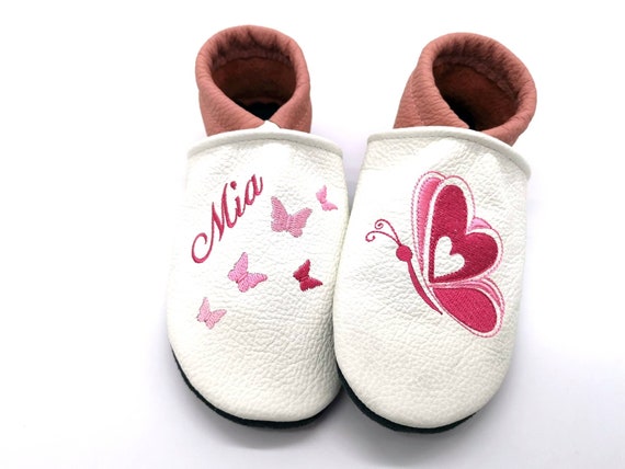 Organic crawling shoes with names Handmade Girls with cloud Toddler Baby personalized leather pushes Child