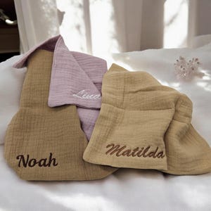 Personalizable Muslin Burp Cloth with Name - Soft Baby Burp Cloth, Handmade Cloth Diaper, Ideal as a Birth Gift