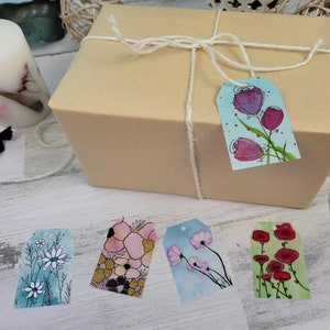 Watercolor Floral Gift Tag Set: Flower Doodle Labels