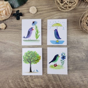 Watercolor Bird Notecard Set: Handmade Blank Stationery Cards