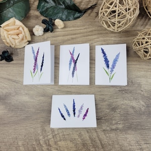 Handmade Watercolor Lavender Notecards with Envelopes - Set of 12