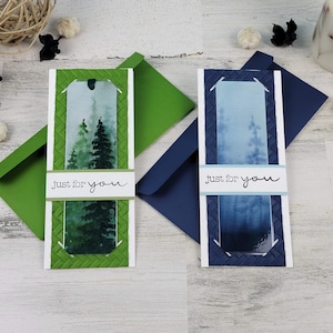 Misty Forest Bookmark Card: Handmade Slimline Gift Card