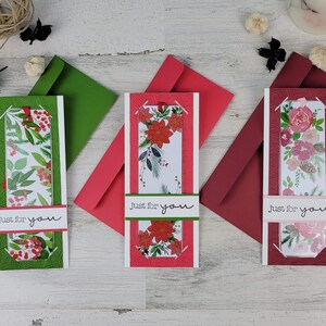 Botanical Holiday Bookmark Card: Handmade Slimline Gift Card