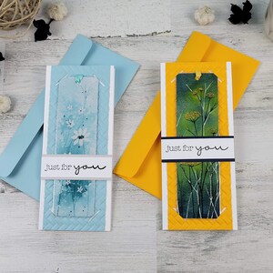 Floral Bookmark Card: Handmade Slimline Gift Card with Envelope