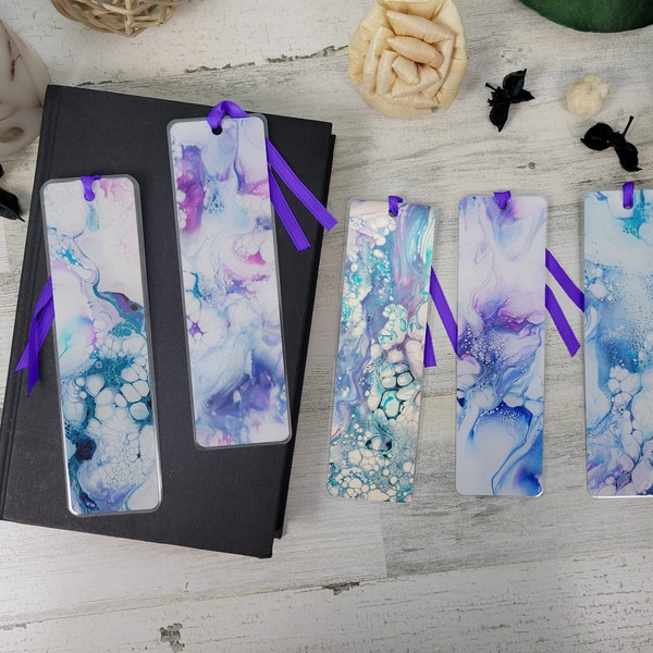 Laminated Bookmarks | Acrylic Art Print Bookmark | Abstract Fluid Art Place Marker