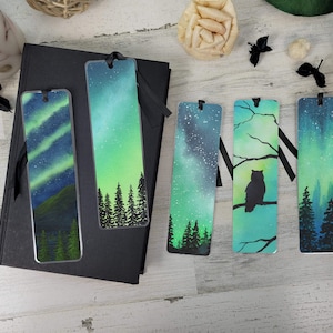 Laminated Galaxy Skies Bookmark: Handmade Watercolor Night Sky Art Print