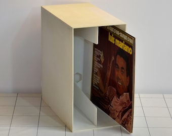 Vintage Dutch White Plastic Record Rack - 70s Vinyl Storage