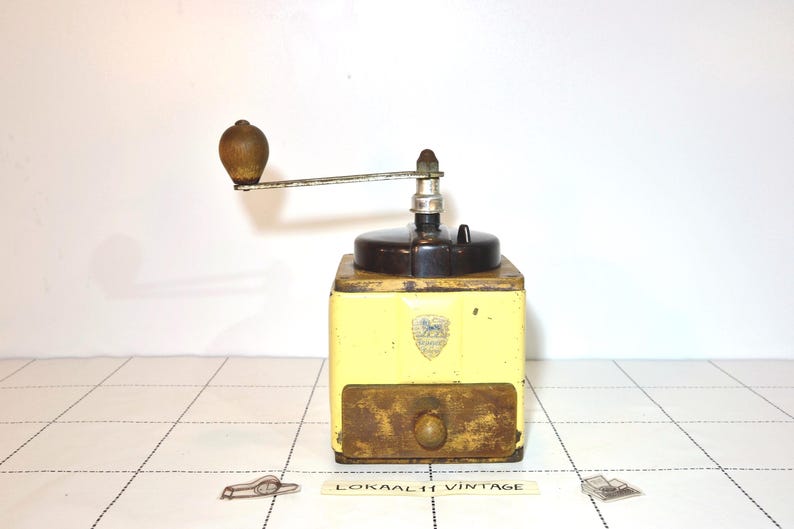 Vintage Peugeot Coffee Grinder: Cream French Manual Mill, Wood & Metal image 3