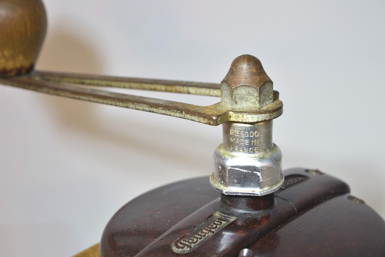 Vintage Peugeot Coffee Grinder: Cream French Manual Mill, Wood & Metal image 8