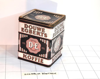 Vintage Douwe Egberts Coffee Tin: Dutch Advertising Decor, 1950s