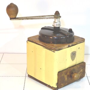 Vintage Peugeot Coffee Grinder: Cream French Manual Mill, Wood & Metal image 2